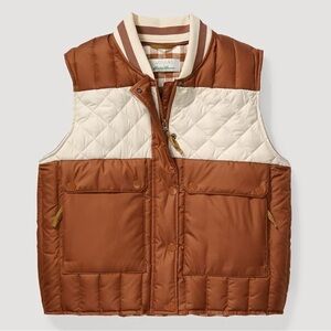 Eddie Bauer Women’s Brown and Cream Checkered Vest
